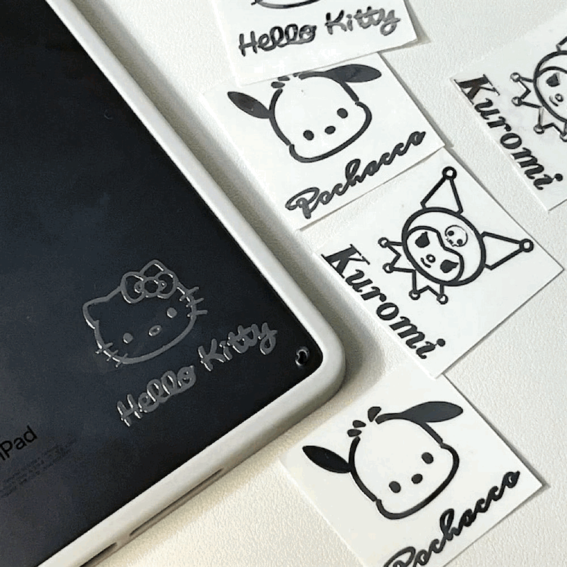 [6장 SET] 산리오 쿠로미 마이멜로디 시나모롤 포차코 실버 메탈 스티커 방수 스티커