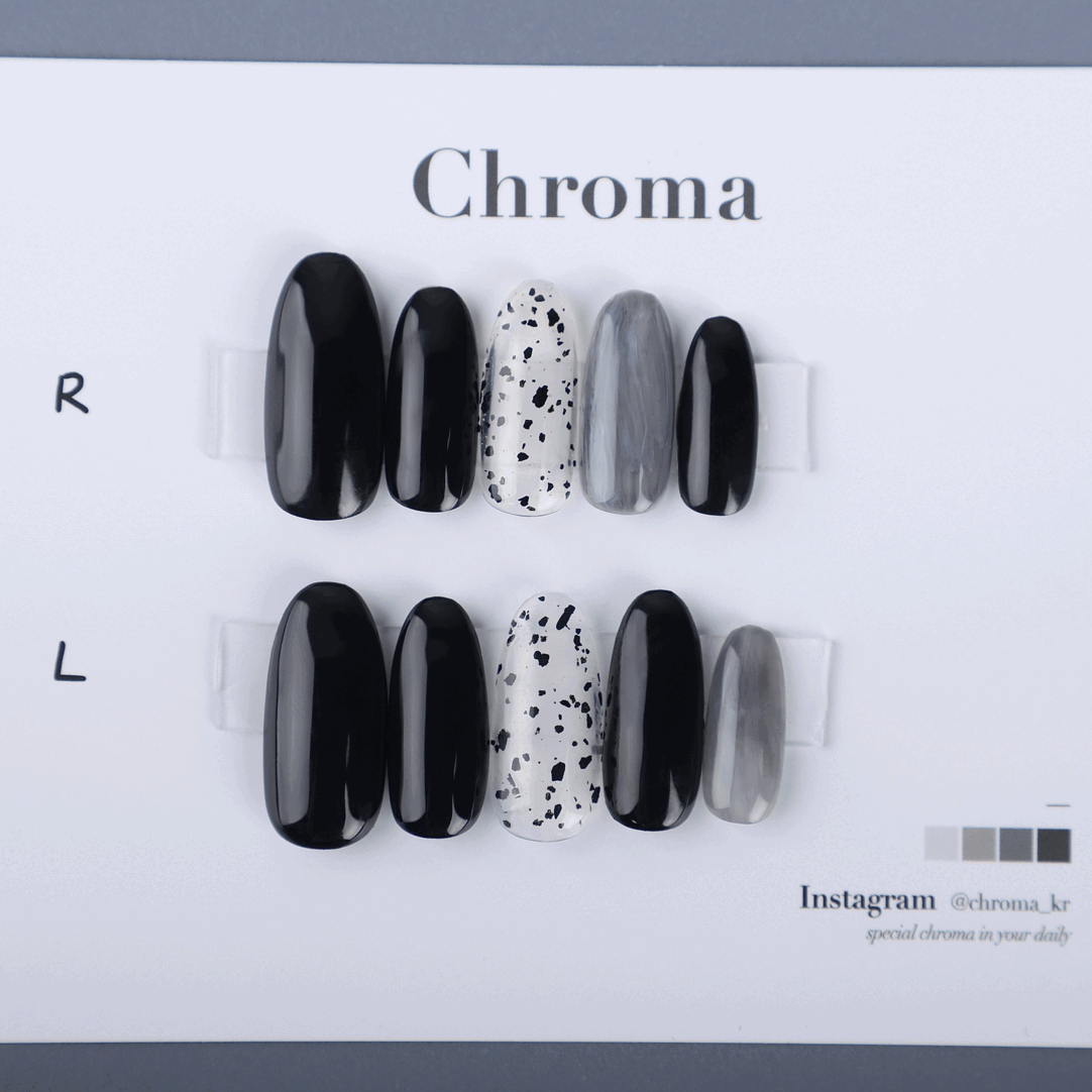 [신상할인🎈] 무채색 블랙 에그 젤 수제 네일팁