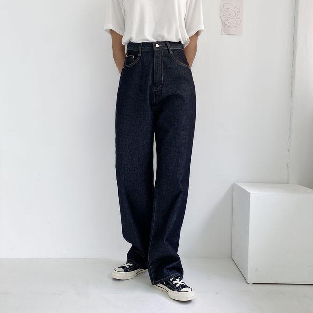 [인생핏/퀄굿!!] 포시즌 생지 와이드 롱 데님팬츠 _ 알콜