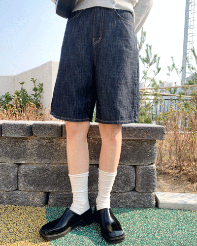 하이웨스트 생지 버뮤다 5부청반바지