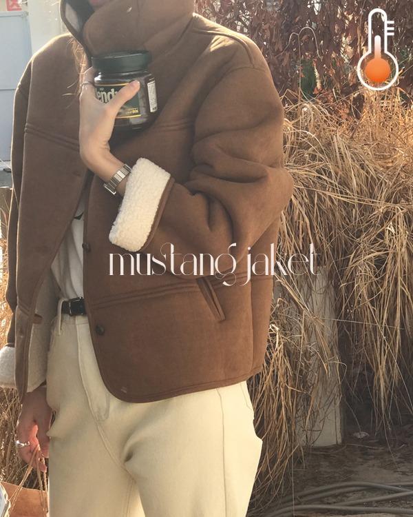 스우파 스웨이드 안감 양털 무스탕 자켓