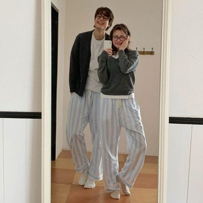 [29cm 단독] [모달] (uni) 미드나잇인파리 스카이 스트라이프 파자마 팬츠