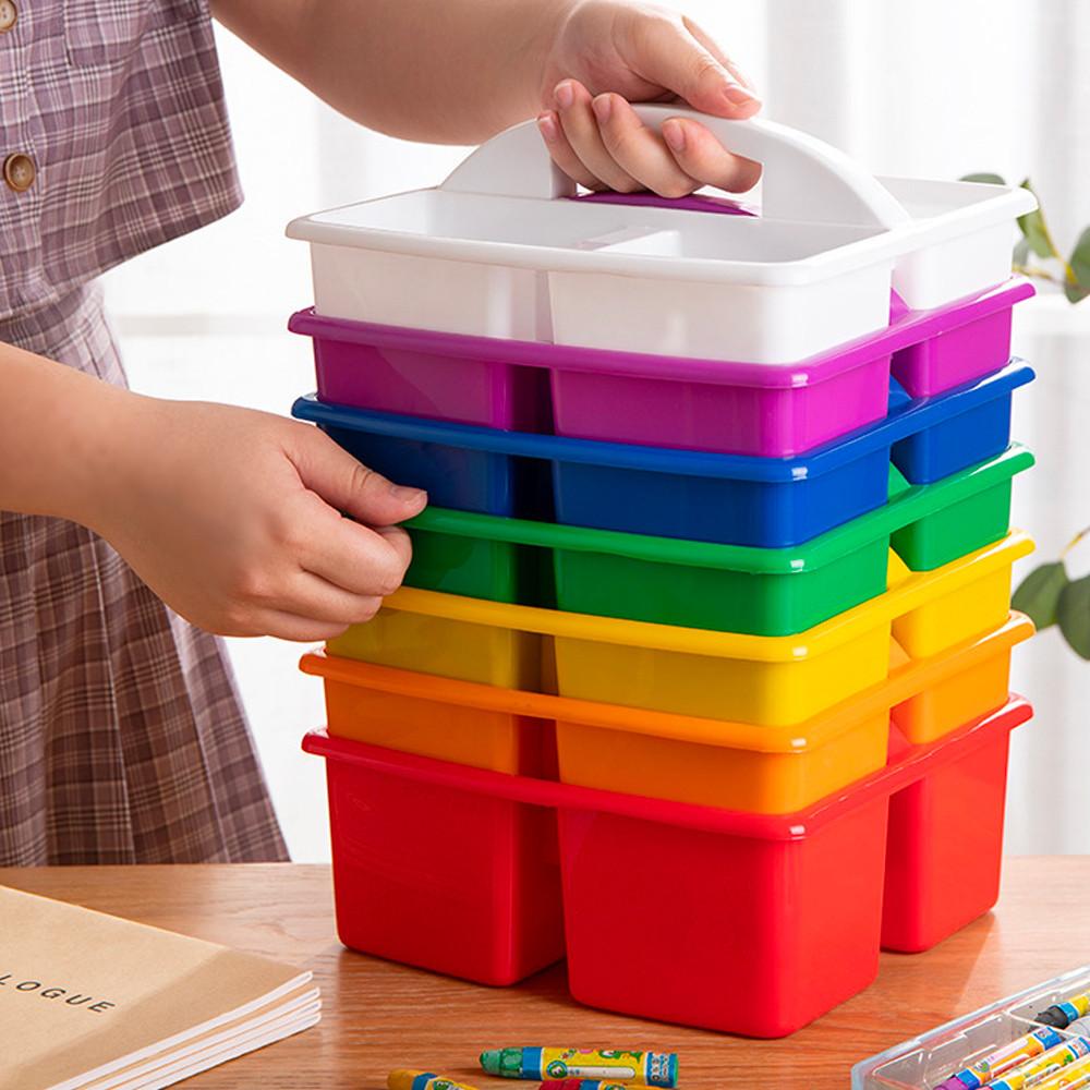 레인보우 칸막이 데스크 플라스틱 수납 바구니 7color. 칸막이 툴박스 물감 물통 책상정리 캠핑 수납함 구급통 약통