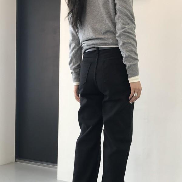 스트레이트 코튼 팬츠 (Black)