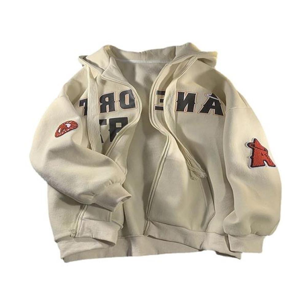 후드 티셔츠 패션 스웨터 힙합 Vintage Letter Print Zip Up Hoodie Women Embroidery Jacket Sweatshirt Oversized Cas