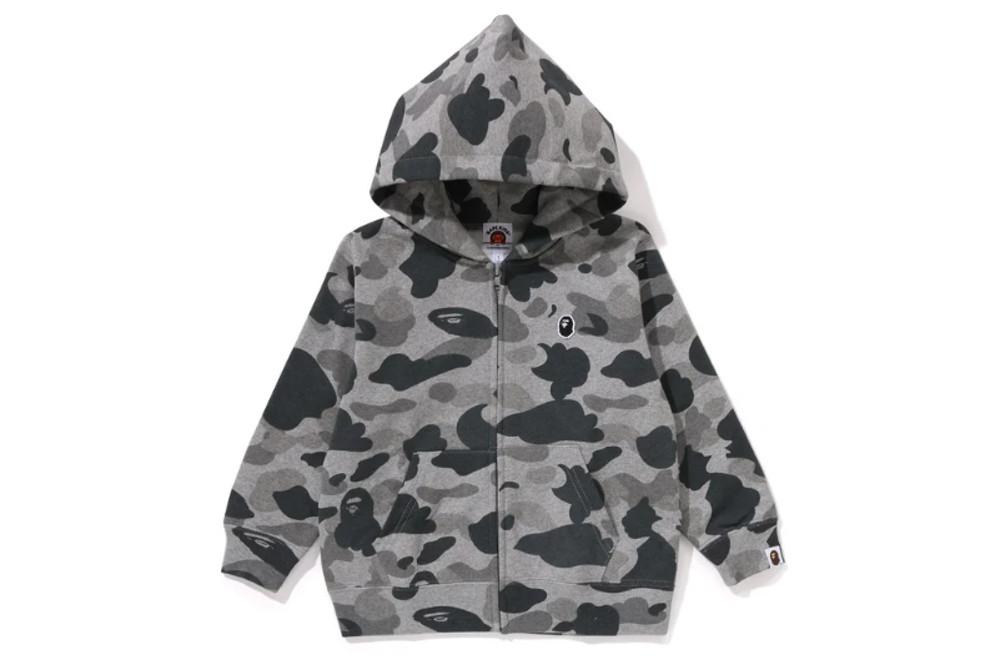 [베이프정품] 키즈 베이프 헤더 그레이 카모 풀 집업 후드 BAPE HEATHER GRAY CAMO ZIP HOODIE