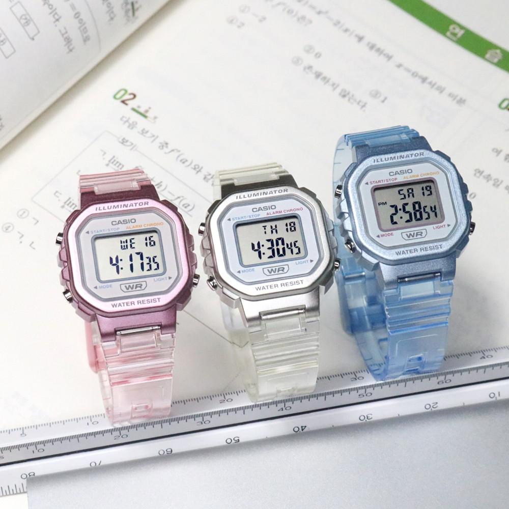 카시오 여성용 투명 클리어 미니 전자시계 3가지 색상 초경량