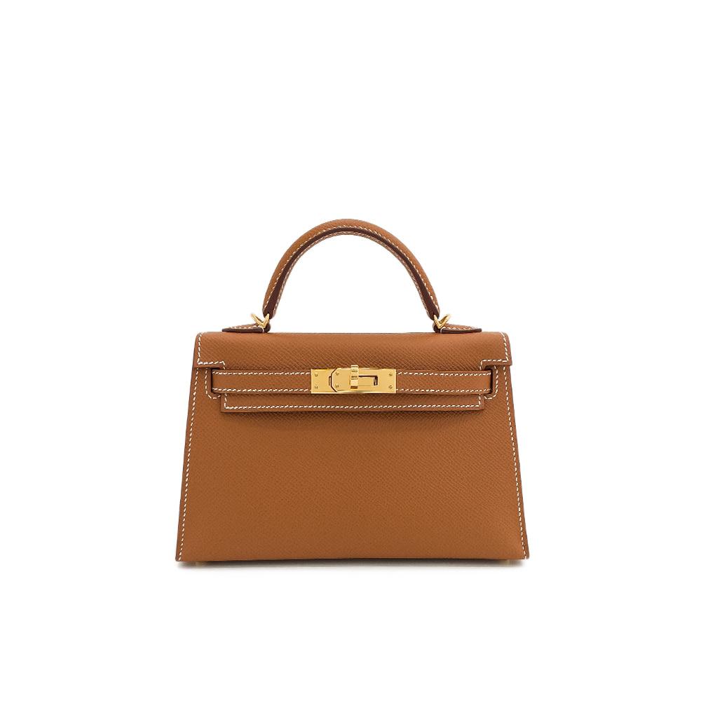 에르메스 미니켈리투 카멜골드 금장 U각인