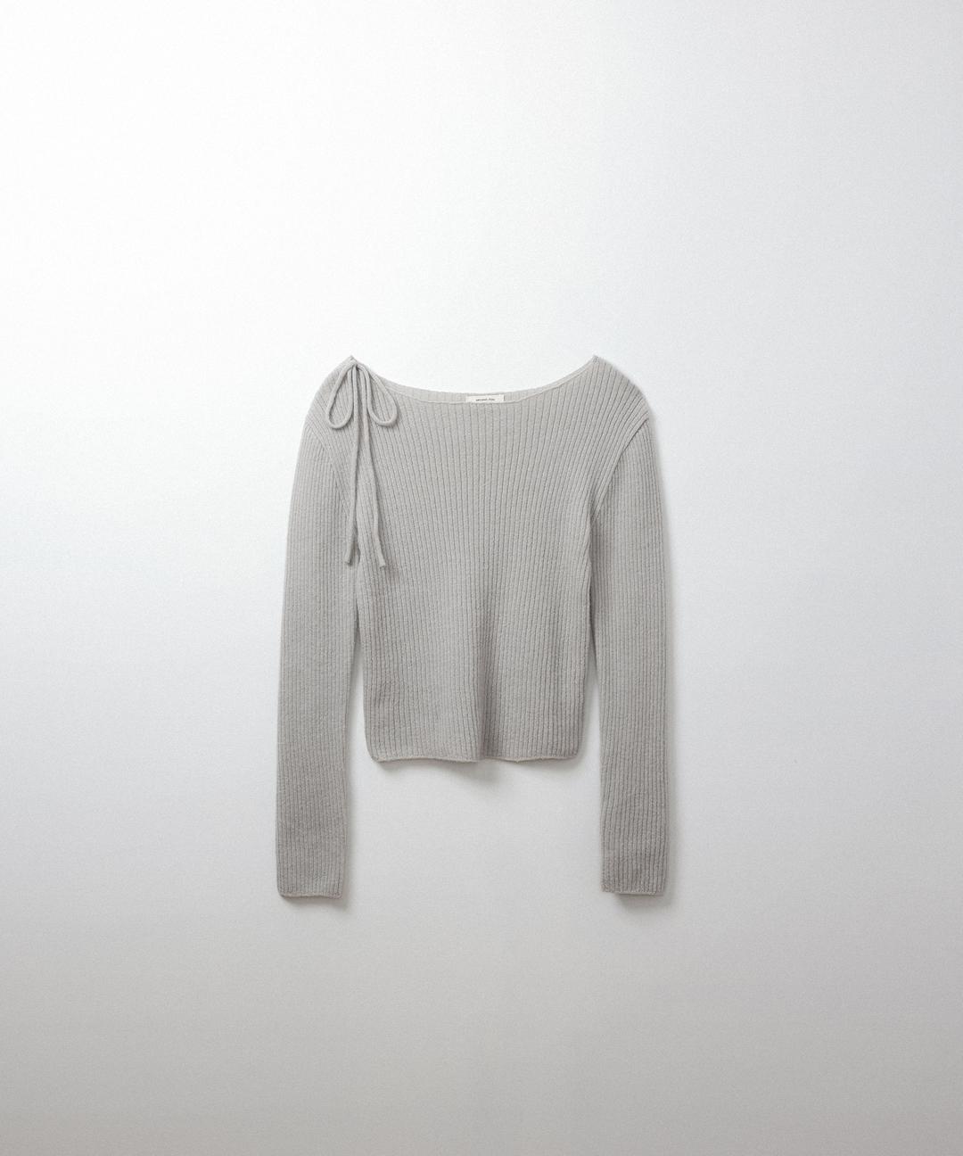 리보닝 보트넥 니트 (light gray)