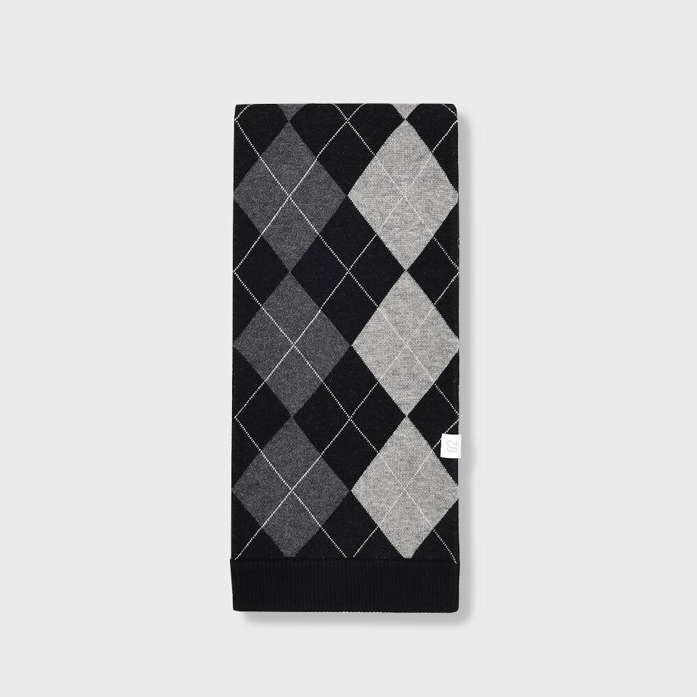 Jacquard argyle muffler [Grey]