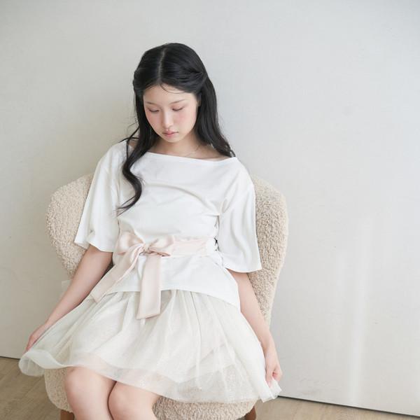 Gold glitter cream skirt
