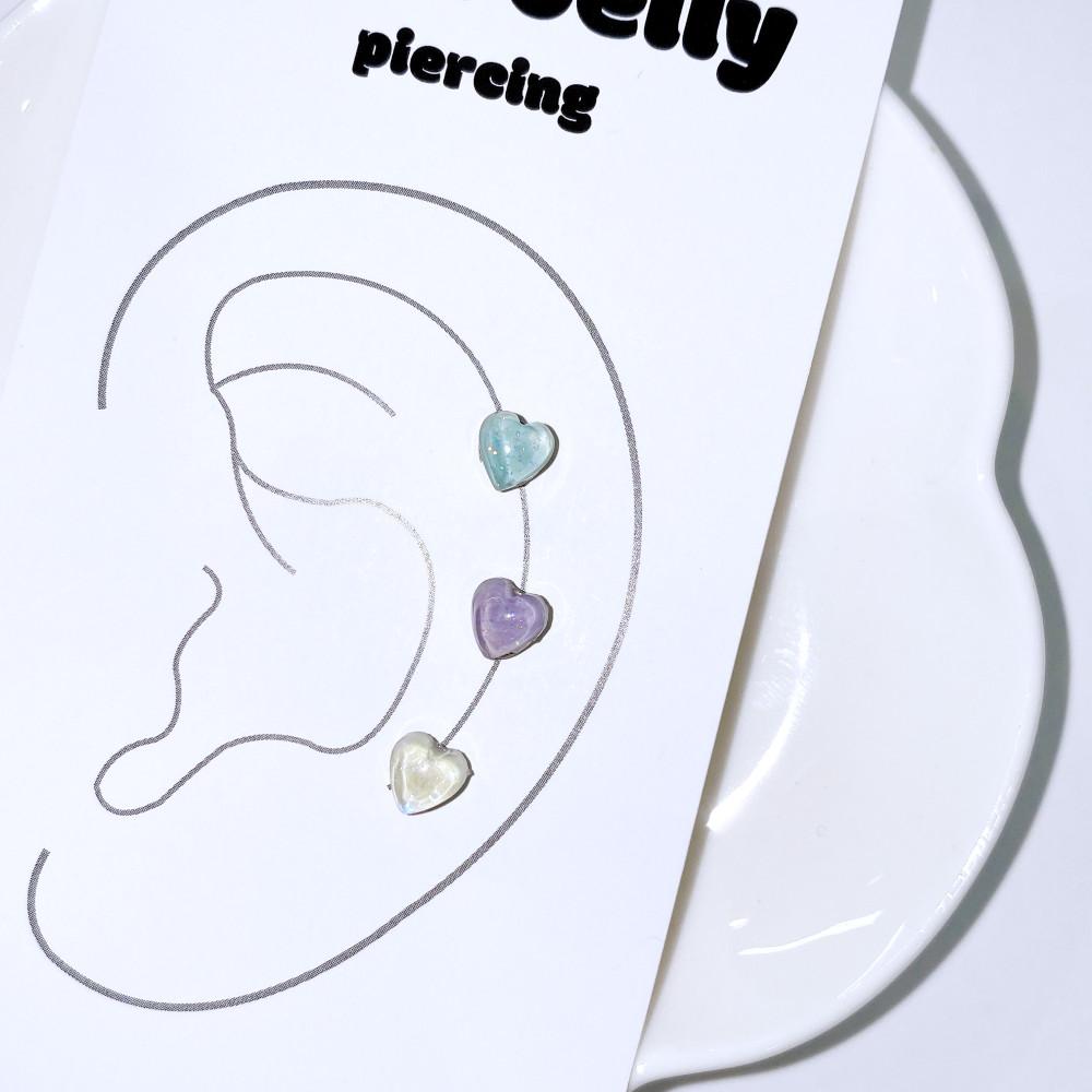 아크릴 트윙클 하트 피어싱 다크젤리 피어싱