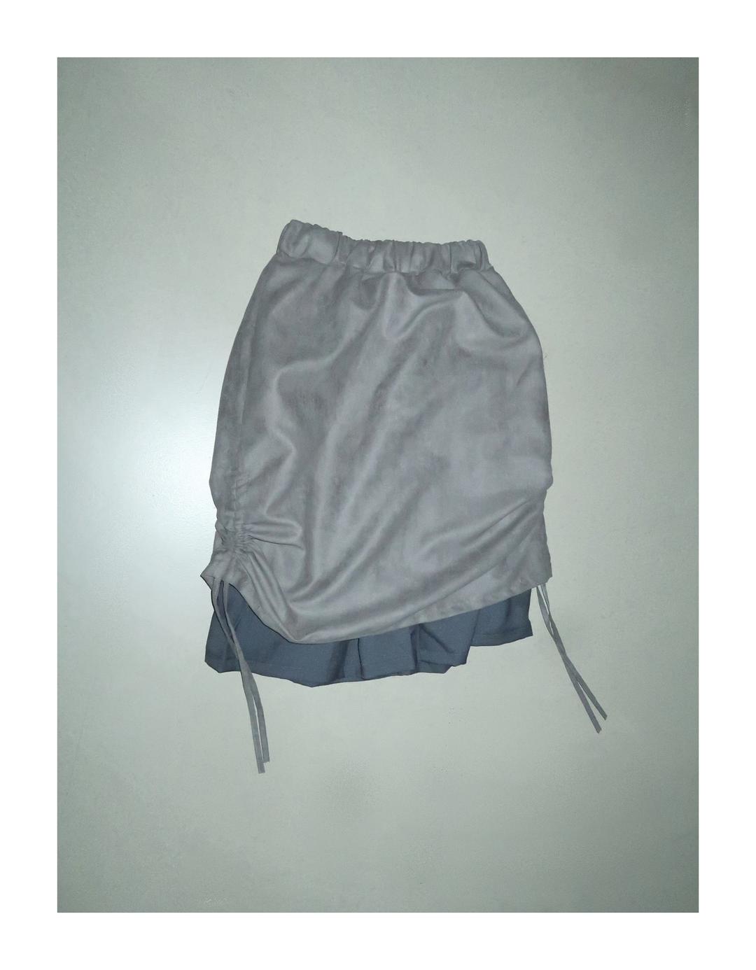 DOUBLE STRING SUEDE SKIRT