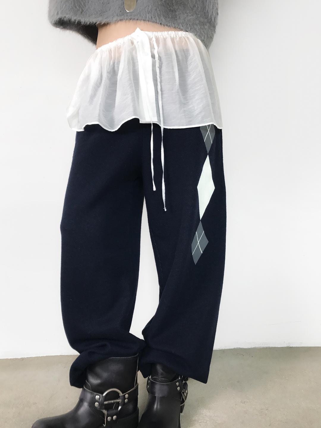 Argyle knitted jogger pants In Navy (2c)