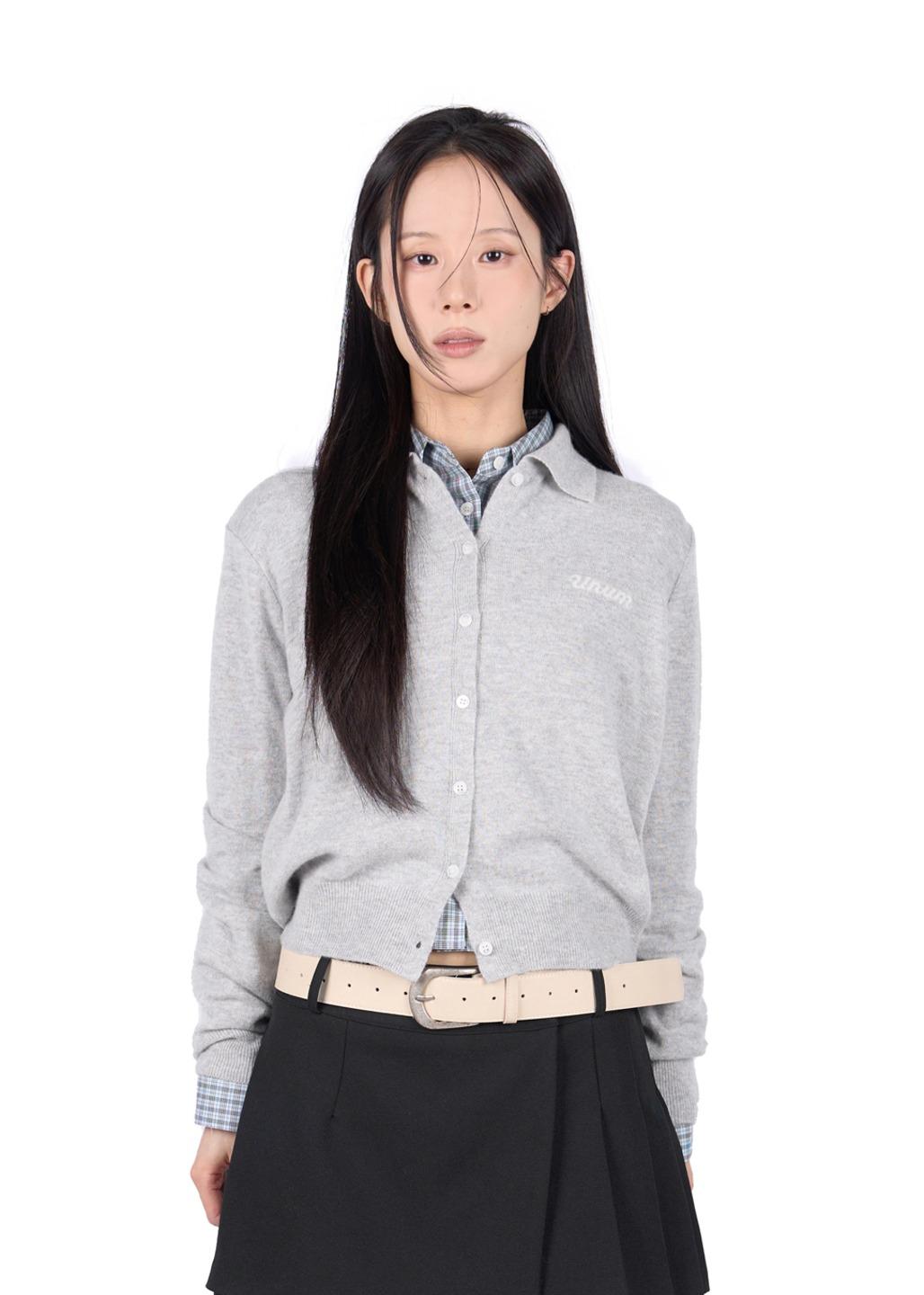 릿킴 LETTER COLLAR CARDIGAN (cashmere)