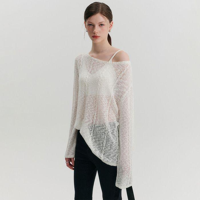 센느 네트 루즈핏 니트_아이보리 / SENNE NET LOOSE-FIT KNIT_IVORY