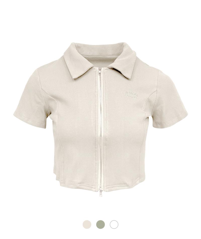 베이글 카라 자수 집업