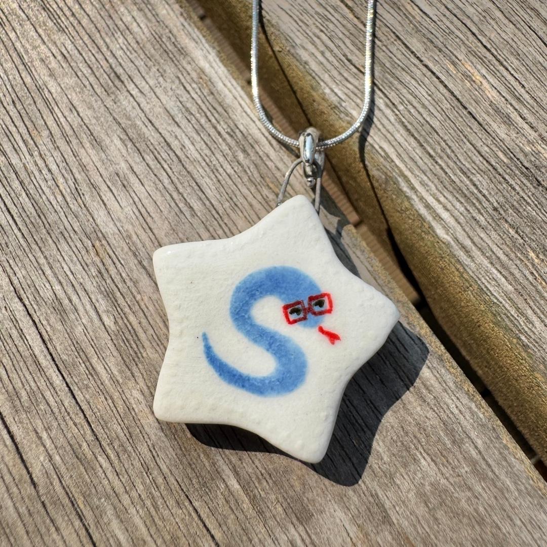 Blue nerd snake necklace