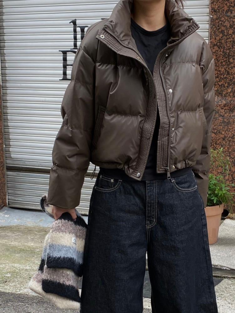 문즈 세이즈 덕다운 레더 숏패딩 / 3 Color