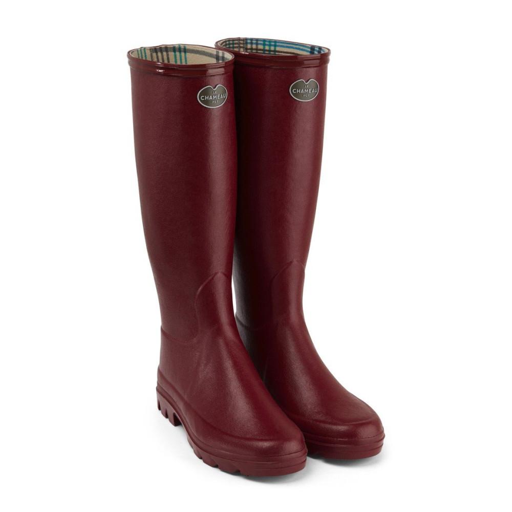 [관부가세 포함] 르 샤무 러버 부츠 레인 부츠 Le Chameau WOMEN'S IRIS JERSEY LINED BOOT ROUGE Burgundy