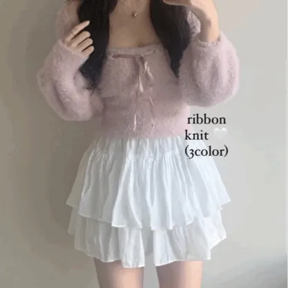 리본 앙고라 볼레로 나시 set