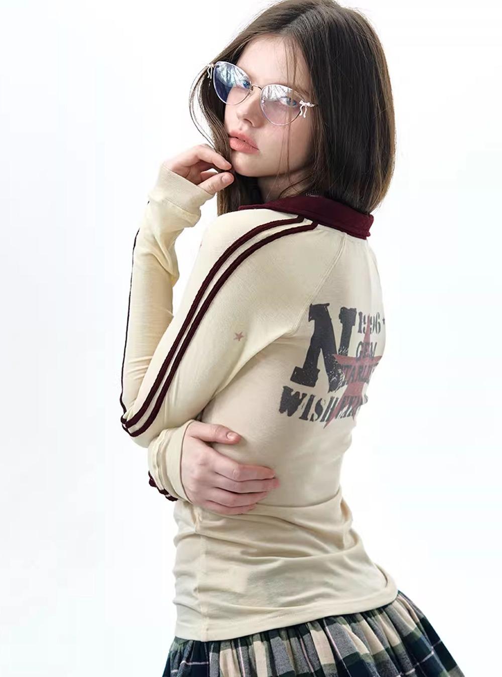 College Contrast Collar Top