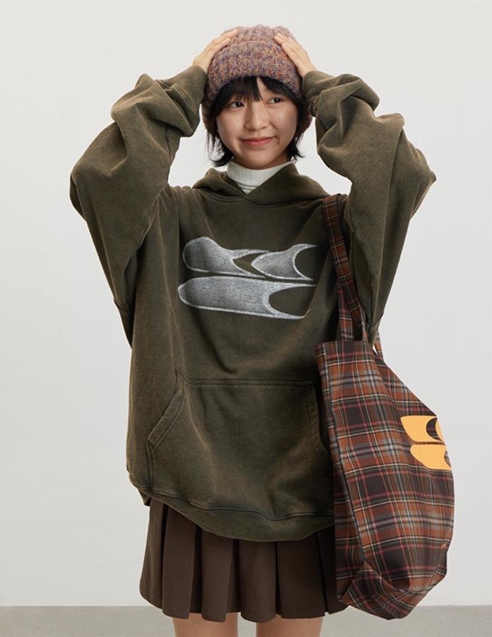 CryingCenter 디스트레스드 워싱 로고 후드티 (3color)