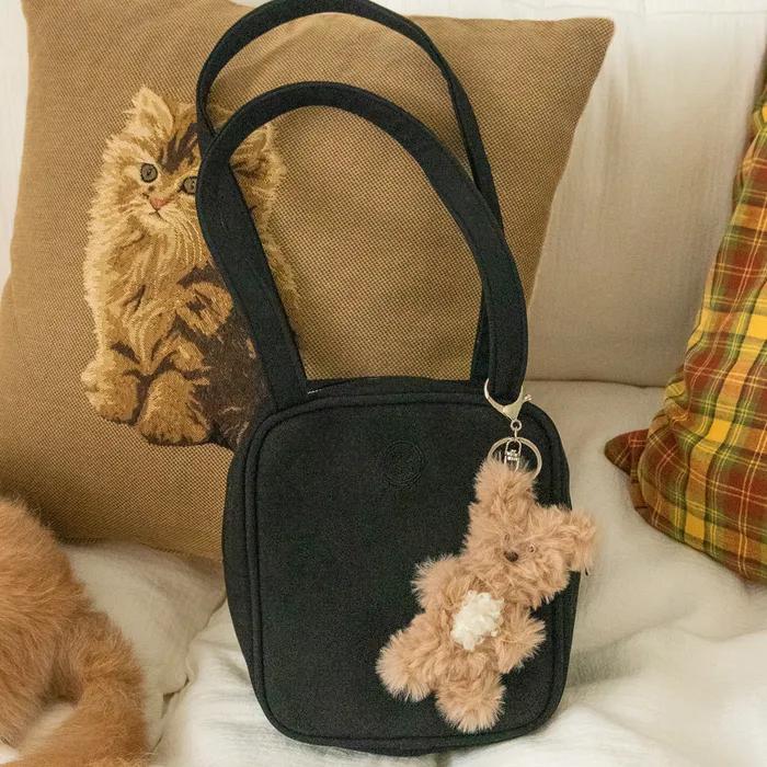 square suede bag _black