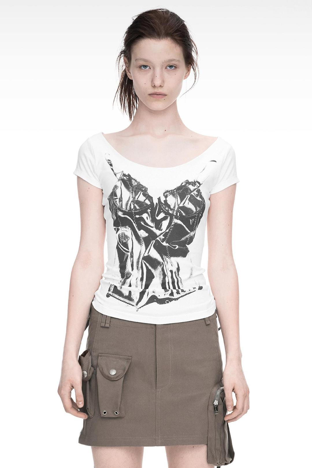 SLIP X-RAY PRINTED T-SHIRT IVORY
