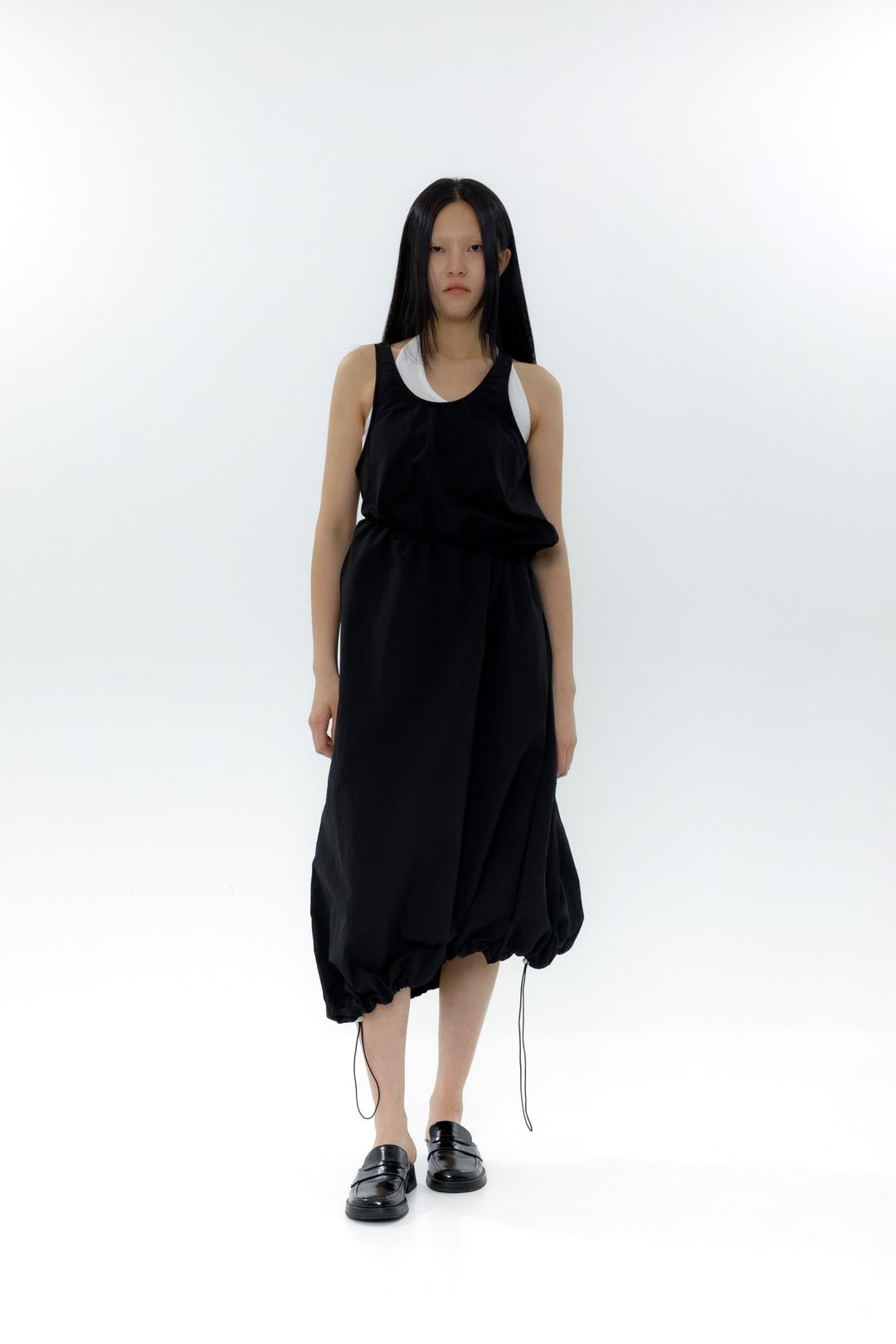 Double String Long Dress (Black)