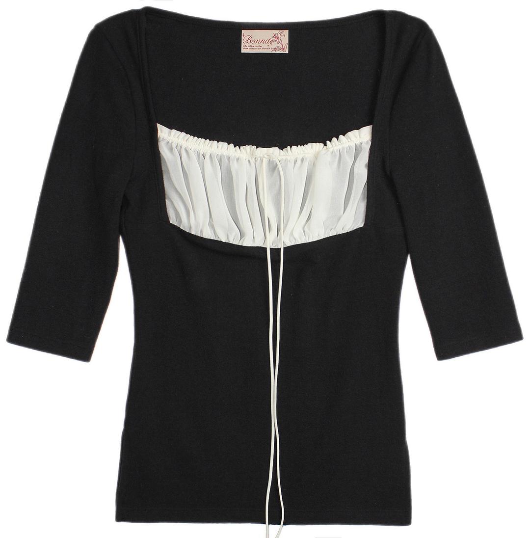 Rose shirring top (Black)