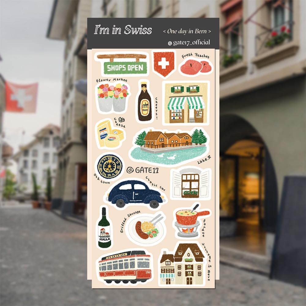베른에서의 하루/칼선 스티커 다꾸 스티커 1매 다이어리꾸미기 신용카드스티커