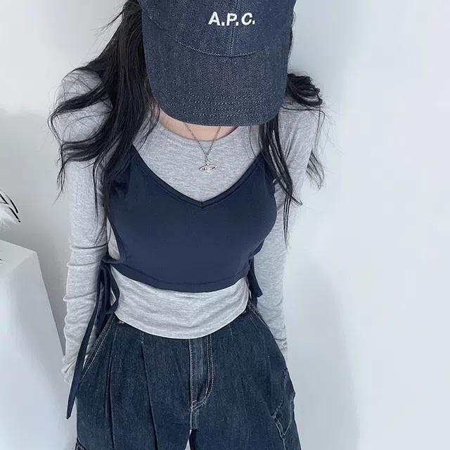 [세트가격!] 사이드 리본 뷔스티에 기본 긴팔티 세트_쏠트베이비