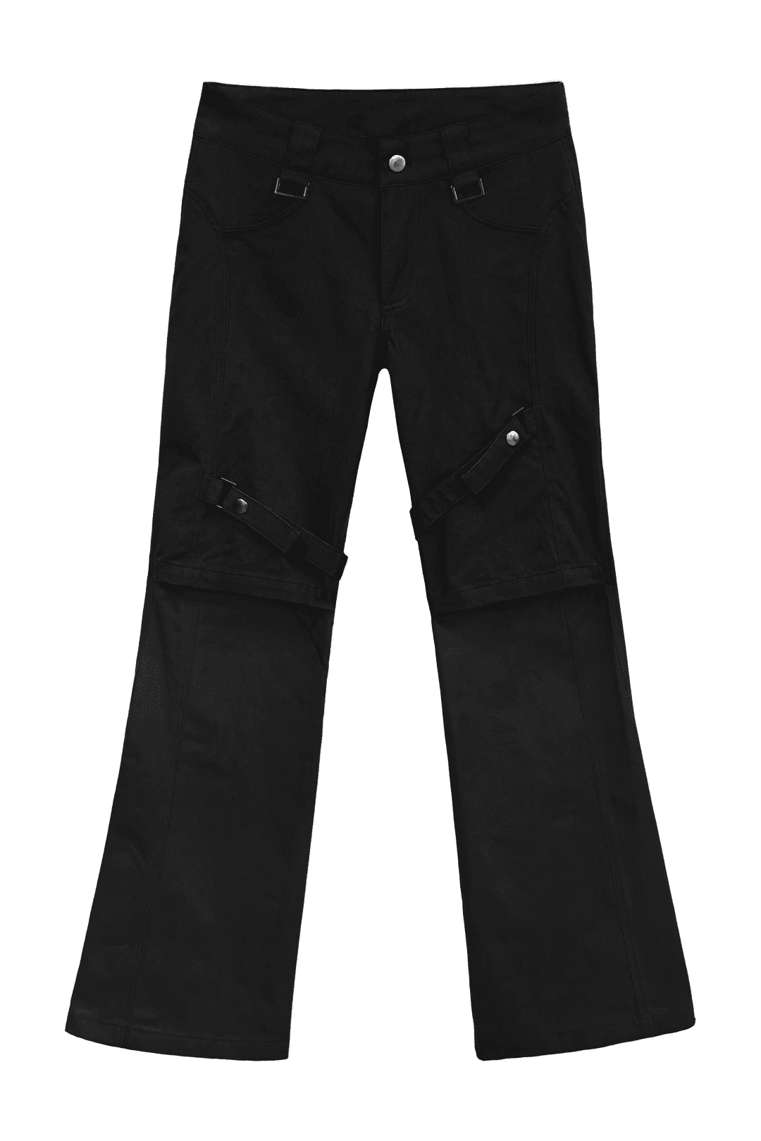 BELT KNEE SLIT PANTS (BLACK)