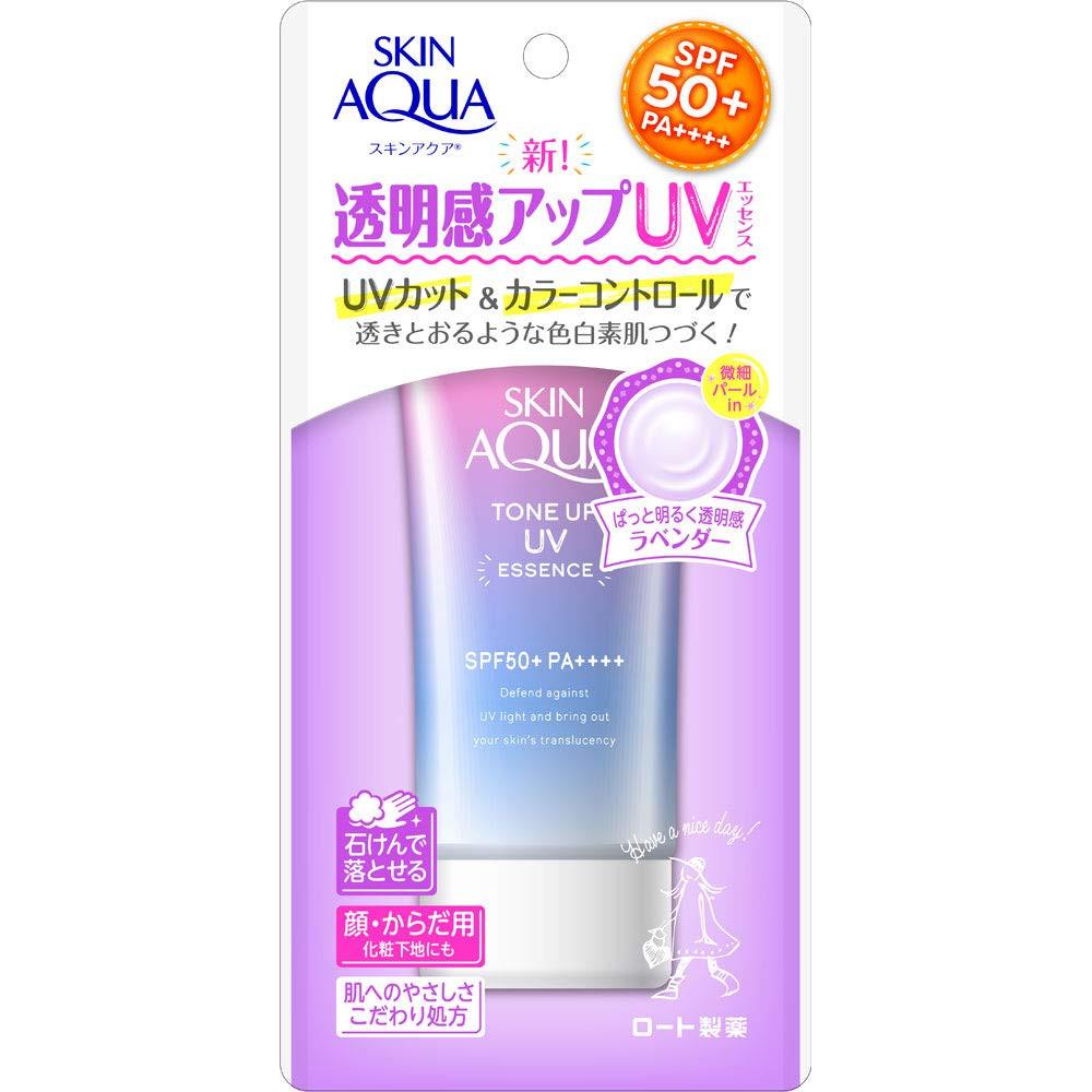 로트제약 스킨 아쿠아(SKIN AQUA) 선크림 톤 업 UV 에센스 라벤더 색상 (SPF50+PA++++) 80g