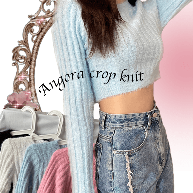 퍼크롭니트 아이보리 핑크 하늘색 블랙 (4colors)