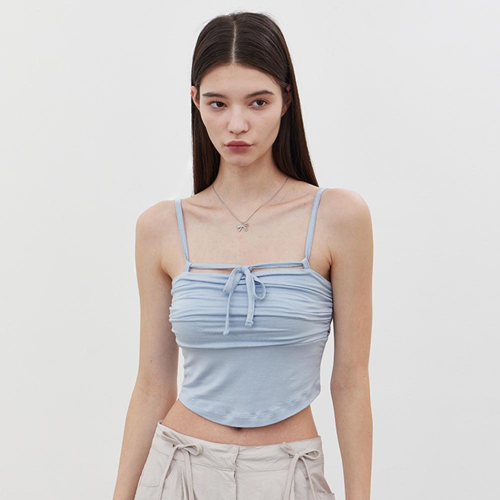 리본 셔링 뷔스티에 탑 BL