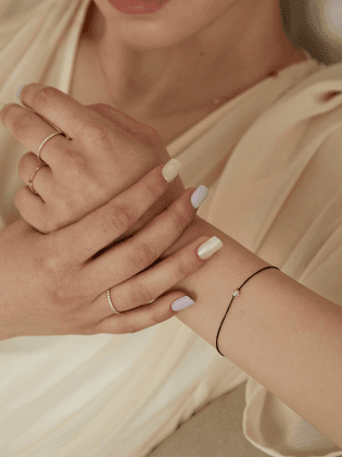 [14K] 심플 천연다이아 블랙체인 팔찌