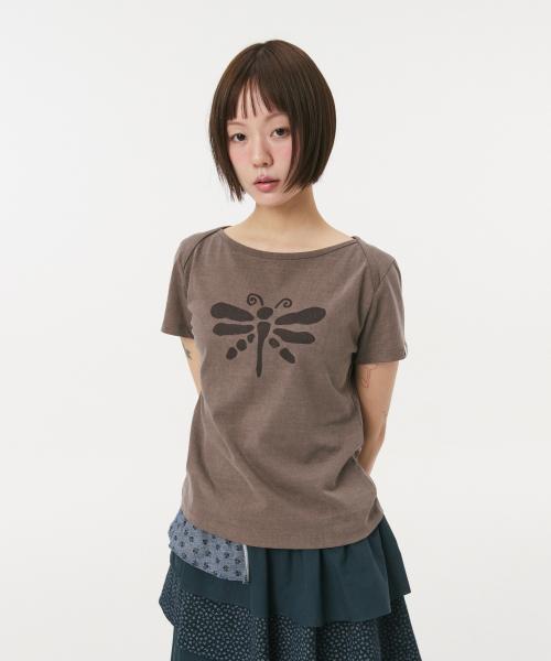 VINTAGE DRAGONFLY SLIM T-SHIRT, BROWN