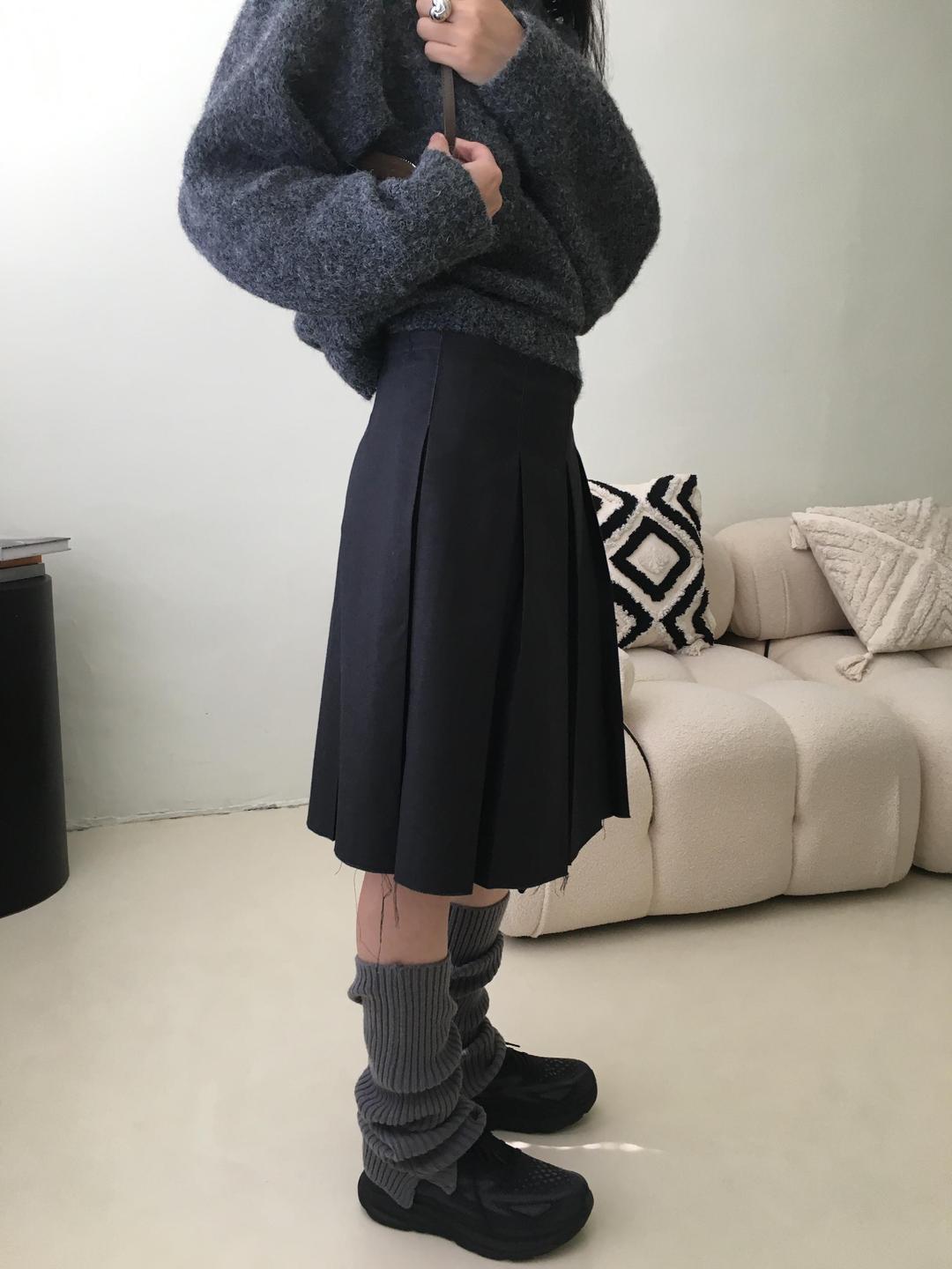 로우머 데끼 플리츠 랩스커트 2color