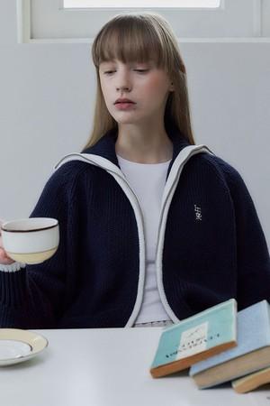 [23SS .VER] OPEN ZIPPED CARDIGAN_ NAVY