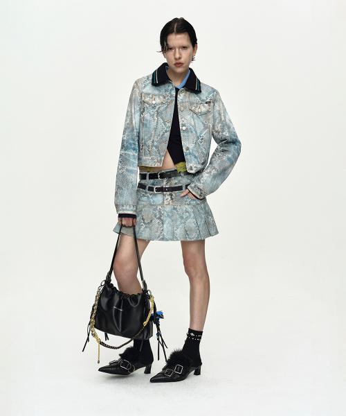 PYTHON FADE DENIM PRINTED JACKET awa750w(BLUE)