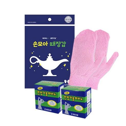 정준산업 올바른 우리들 손모아 때장갑 2개 + 요술 한방 때비누 2개, 혼합색상, 1세트 - 샤워타월/때수건 | 쿠팡