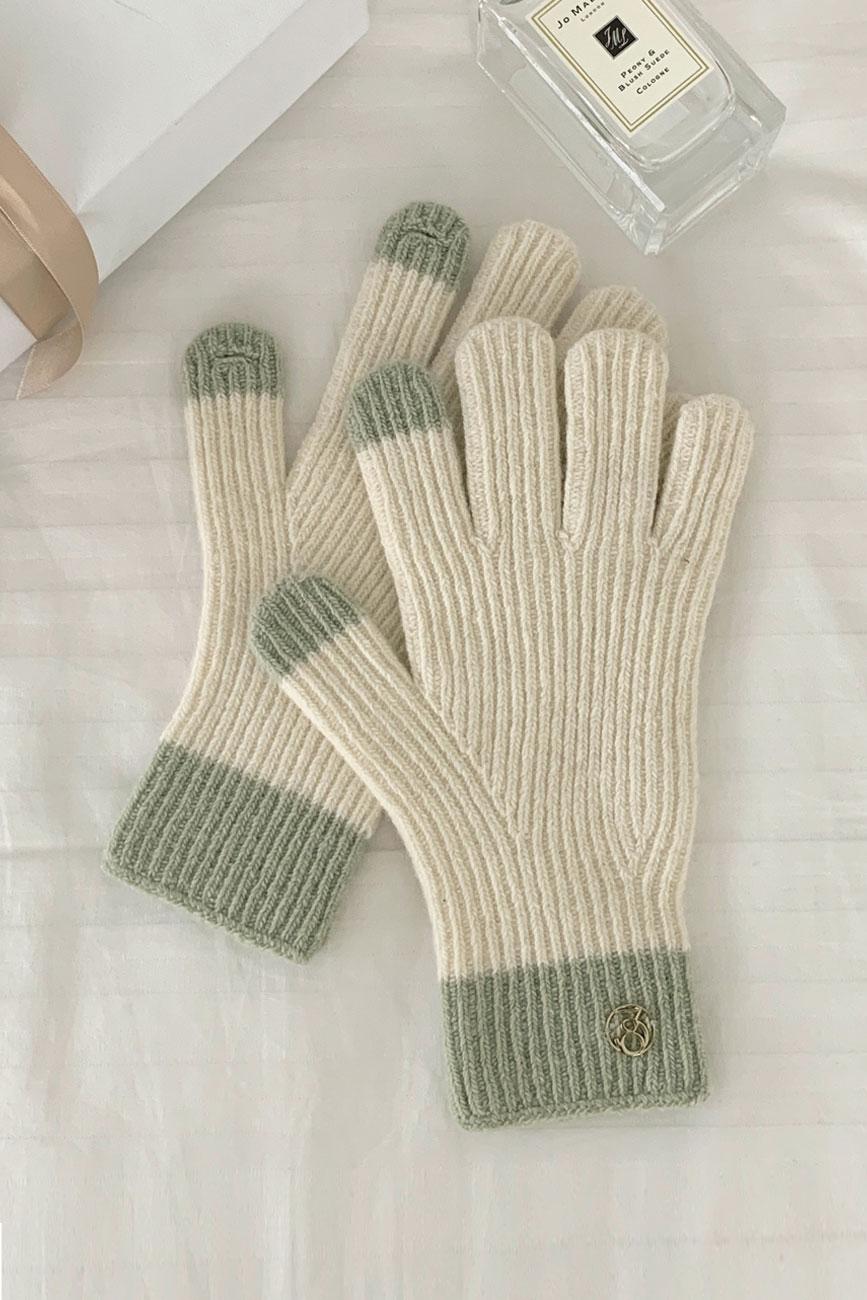 Symbol fingerhole gloves (Cream)