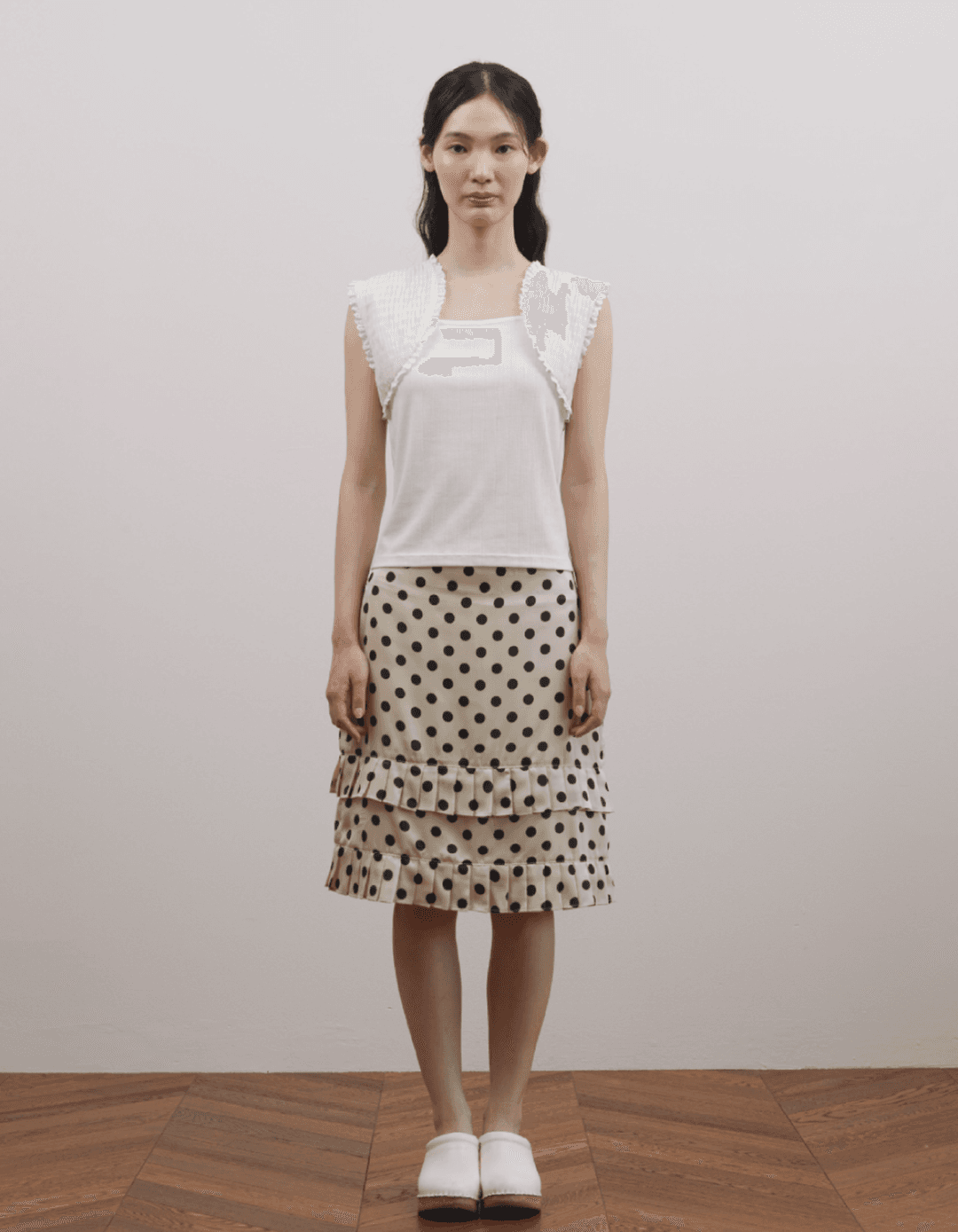 피브스피브스 Dot Pleasts Skirt (Beige)