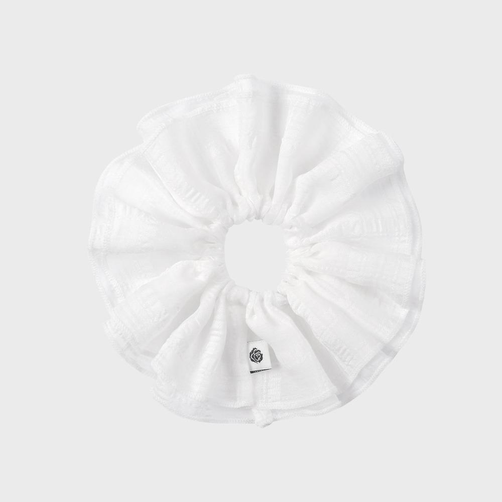 SUMMER CHECK FRILL SCRUNCHIE (CREAM WHITE)