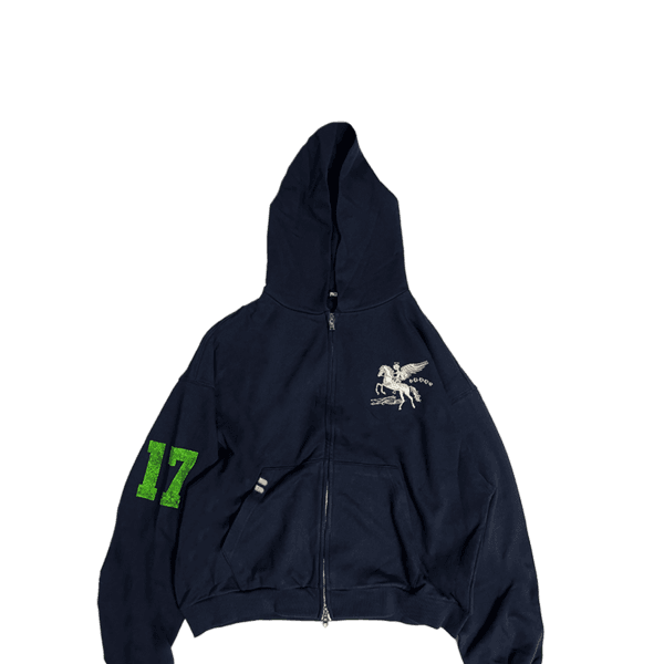 FALLING ANGEL ZIP UP HOODIE - NAVY