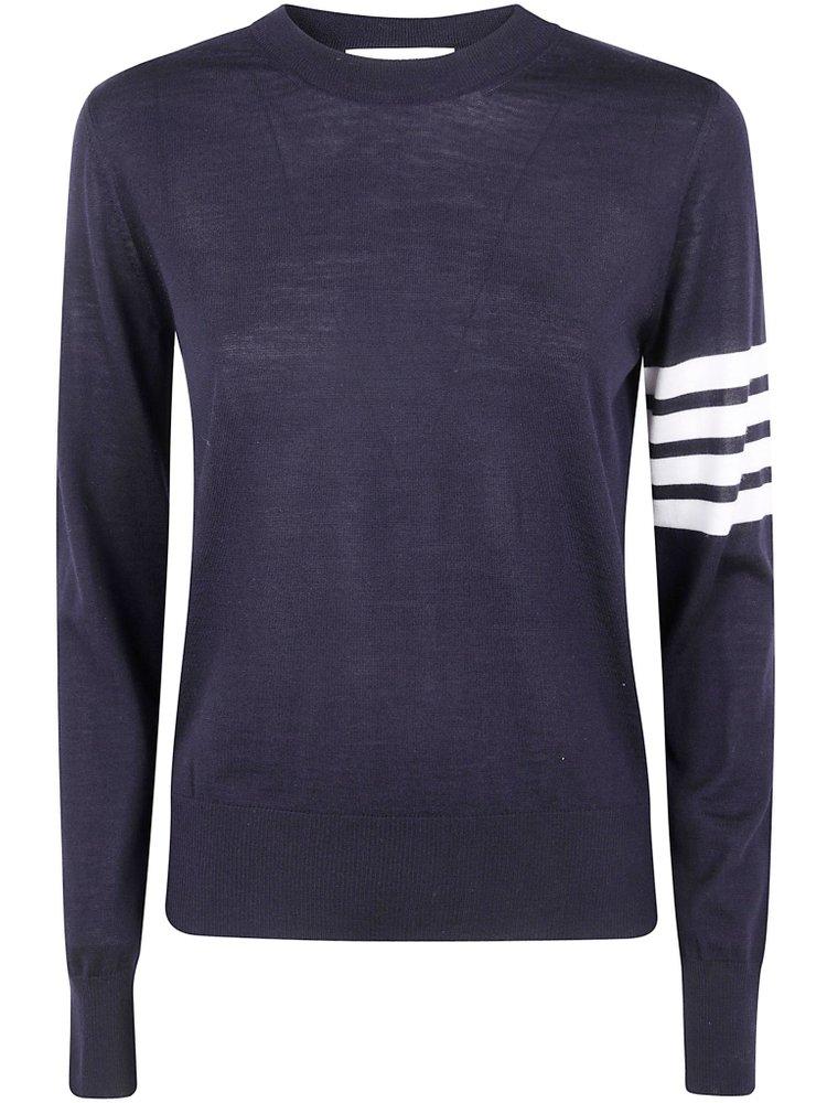 Thom Browne 4-Bar Crewneck Long-Sleeve Top