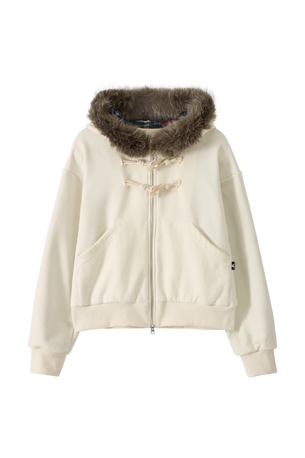 Toggle Button Fur Hood Zip-Up_Ivory  [예약 배송 12월04일 순차 발송]