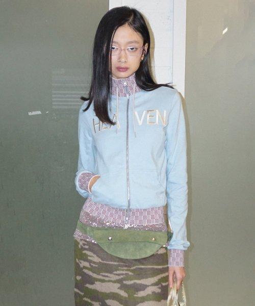 Heavenly Gingham Track Jacket Baby Blue
